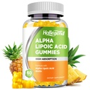 Alpha Lipoic Acid Gummies 1000Mg med biotin, høj Absorption Chewable ALA supplement til antioxidant, hjerne sundhed og nerve støtte, Ananaskarme, sukkerfri, 60 Chews