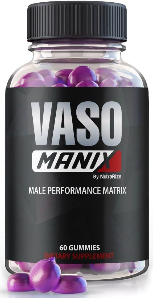 VasoManix Gummies, Vaso Manix Classic Mand tillæg, Alle naturlige formel for mænd, Premium Gummix til støtte ydeevne, tillid og samlede sundhed, officielle anmeldelser (60 Gummies)