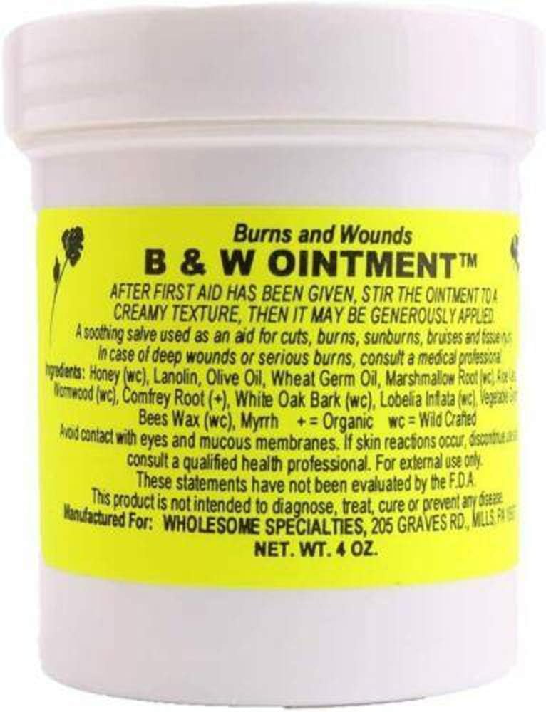 Konvalia Naturals B & W Salve - Burn and Wund Salve - Amish Made Burn Salve - 100% Natural Burn Cream (New Label) - 4 oz