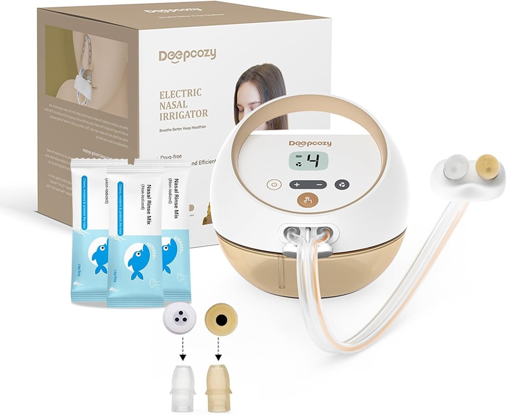 Elektrisk Nasal kunstvanding System Sinus Rinse Machine med 30 salt packets, Næse Cleaner til Sinus Voksen, Nasal Flush System Congestion & Running Næse Relief, Næse Cleaner (enhed Auto- Clean)