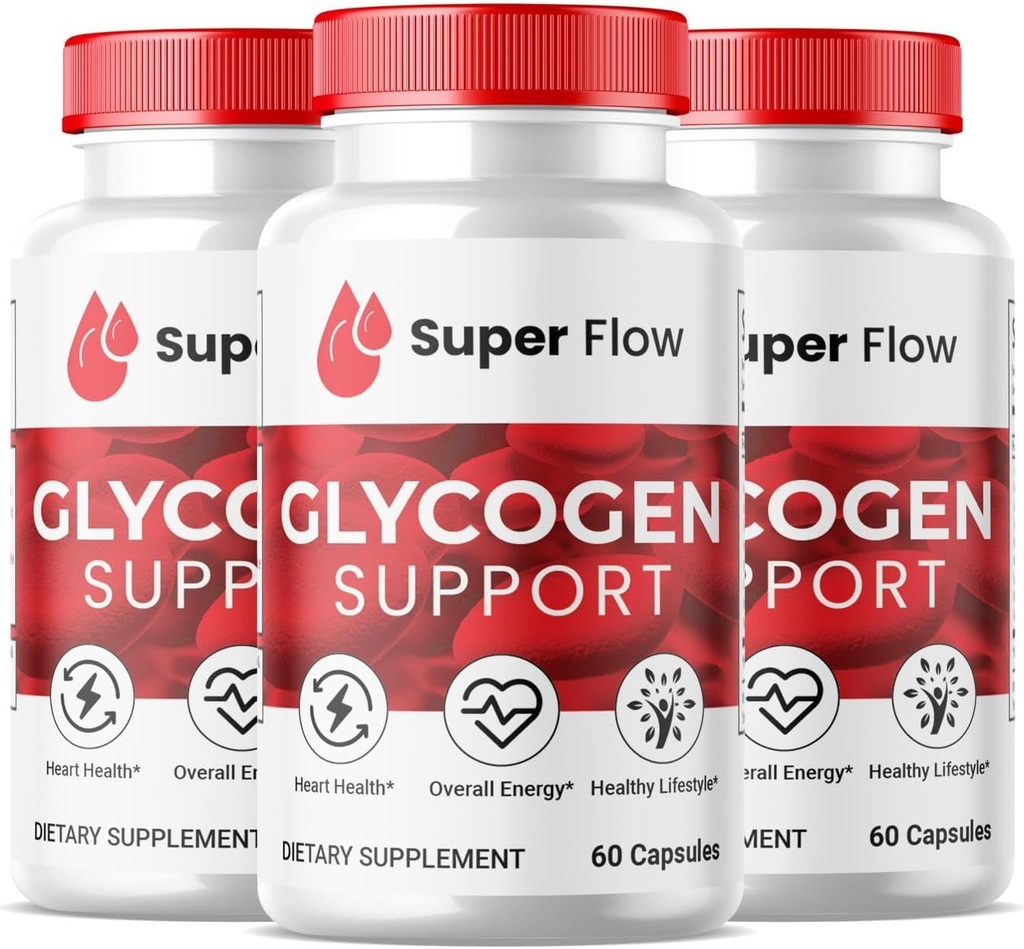 (3 Pack) Super Flow Glycogen, SuperFlow Glycogen Support Capsules, Glyco Optimizer Formula, Natural Blood Vessel Cleaner, Premium Super Flow Glycogen Support (180 Capsules)