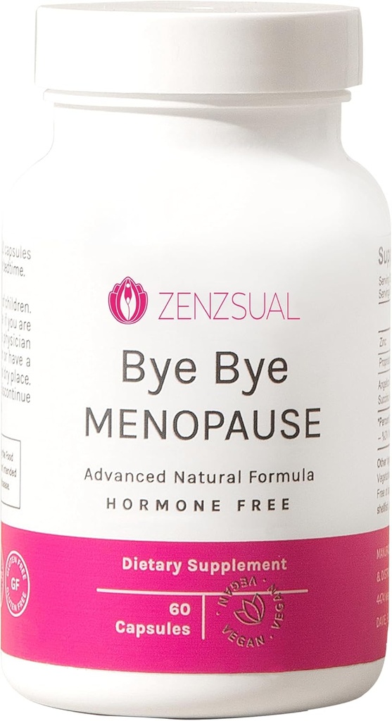 ZENZSUAL Bye Bye Menopause with Melatonin – Natural Menopause Support for Women – Hot Flashes, Night Sweats, Hormone Balance & Restful Sleep – Vegan, Estrogen-Free Menopause Supplement – 60 Capsules