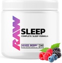 RAW Natural Sleep Support - Afslapning Enhancer & Mood Support med Melatonin, Magnesium, Zink, L- Tryptophan & Lemon Balm Extract til at slappe af & berolige sindet & kroppen - 30 Servering, blandet berry