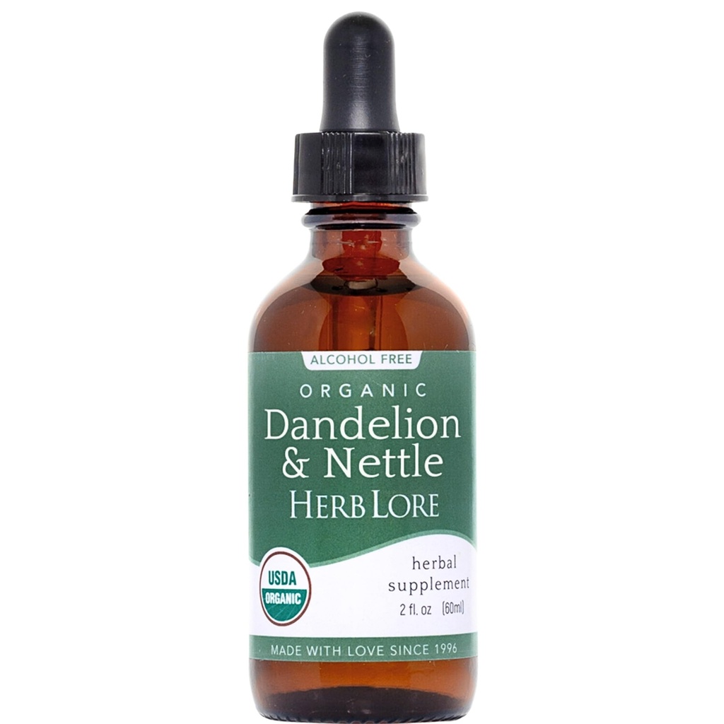 Herb Lore Organic Mælkebøtte & Nettle Tinktur - Flydende Mælkebøtte Leaf & Stinging Nettle Leaf Extract Drops (2 fl oz)