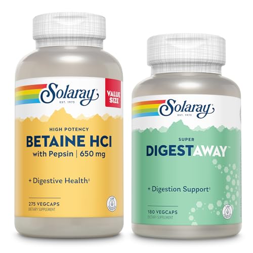 SOLARAY Betaine HCl med Pepsin og Super Digestaway - fordøjelsesbad