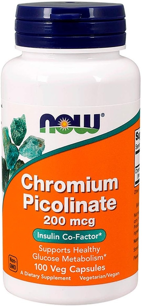 NOW Chrom Picolinate 200mcg, 100 kapsler (pakke med 2)