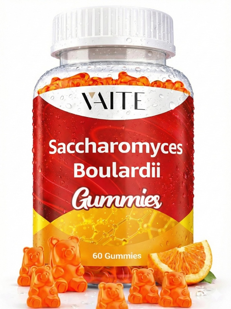 Saccharomyces Boulardii Probiotika 500mg - Gut Health Supplements & Candida Support, Probiotika for kvinder & mænd, fordøjelses- og immunsupportordninger, Supplement, Non- GMO, Gluten Free, 60 Vegan Gummies