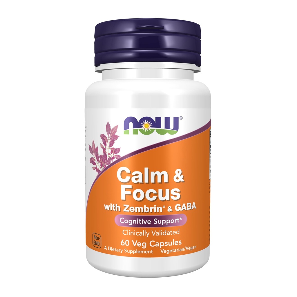 Now Supplements Rolige & Fokus med Zembrin ® & GABA, Kognitiv Support *, Klinisk valideret, 60 Veg Kapsler