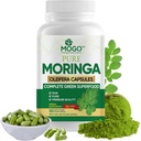 MOGO Moringa Capsules -180 Ct Note 124; Boost Energy, Immun, Gut, fælles støtte Note 124; Lavet med Pure Organic Moringa Powder Organic Capsules - 124; Lavet i USA