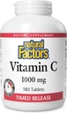 Naturlige faktorer Vitamin C 1000 mg tidsfrigivelse, Antioxidant Support til immunforsvar og knoglerelaterede sygdomme, 180 tabletter