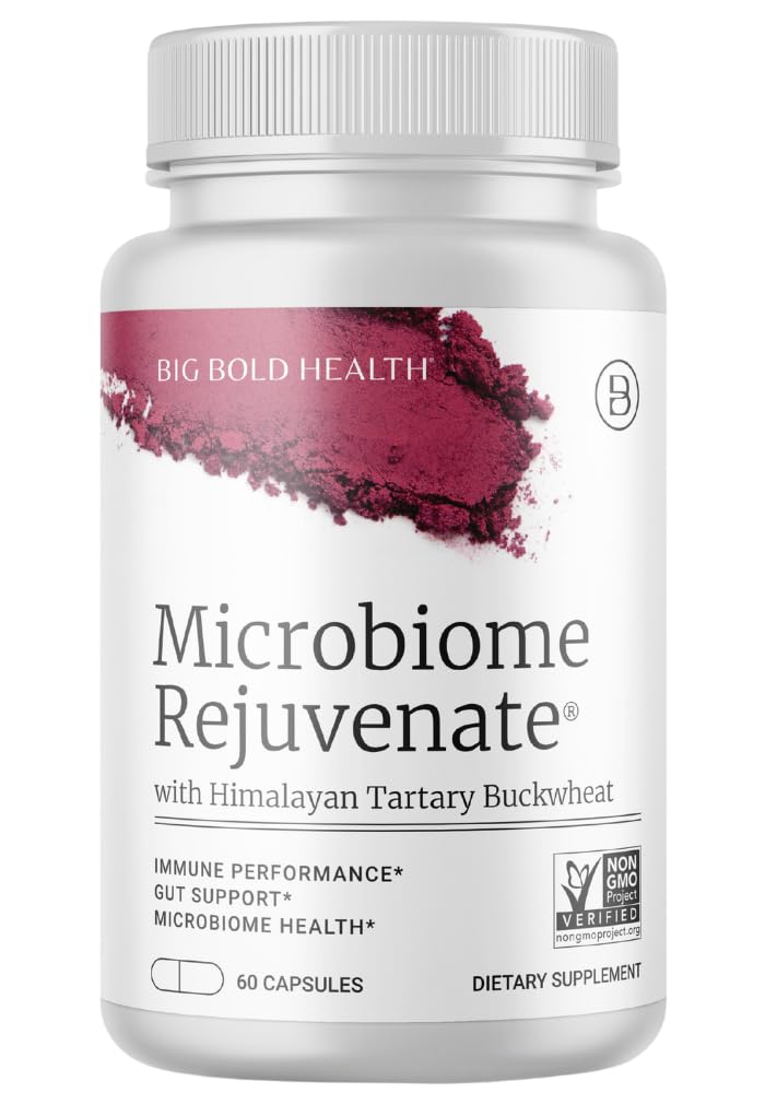 BIG BOLD SUNDHED Mikrobiom Forynge Prebiotic + Probiotisk supplement til Gut Health & Immunsystem Support - med immune- Active Himalayan Tartary Boghvede - Glutenfri (60 vegetariske kapsler)