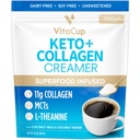 VitaCup Keto + Collagen Coffee Creamer Vanilla Flavor med MCT, Collagen Protein, kokos vand, L- Theanine til Keto Diet, Brug i kaffe, Smoothies, & shakes, Dairy- Free, Gluten- Free, Soy- Free, 10oz