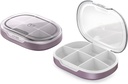 Pill Organizer, Pill Box 2 Pack, Lille Pill Case for Purse & Pocket, Daily Medicine Vitamin Pill Box, Fish Oil Box, Supplement Box 2 Pcs (Six- Segment) (Russet)