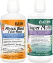 Vital Earth Minerals Detox & Wellness Support - Fulvic Humic Mineral Blend med 70 + Trace Minerals + Super Multi, Flydende Multivitaminer, MTHFR Support, 32 Oz Ea