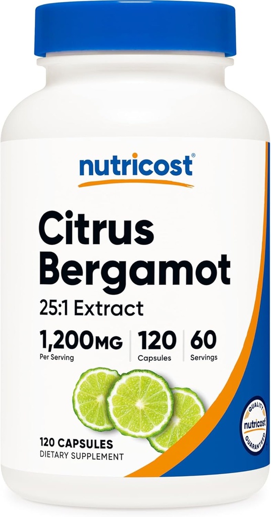 Nutricost Citrus Bergamot Kapsler 1,200mg, 120 Kapsler - 25: 1 Bergamot Extract - 60 Servere, Gluten Free, Vegan & Non- GMO