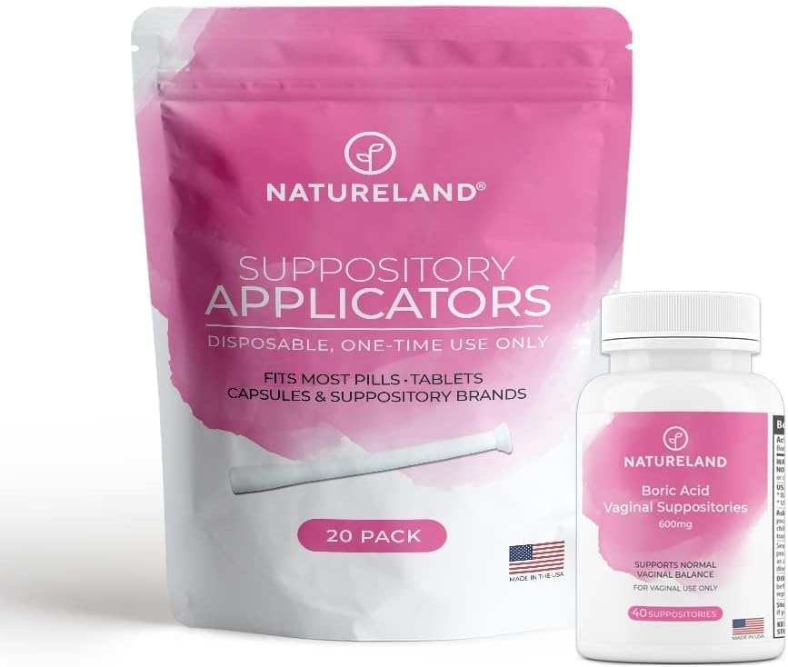 Naturområde [40 Grev Boric Acid Suppposites 600mg w / [20 Pack] Vaginal Applicator - Feminin Care