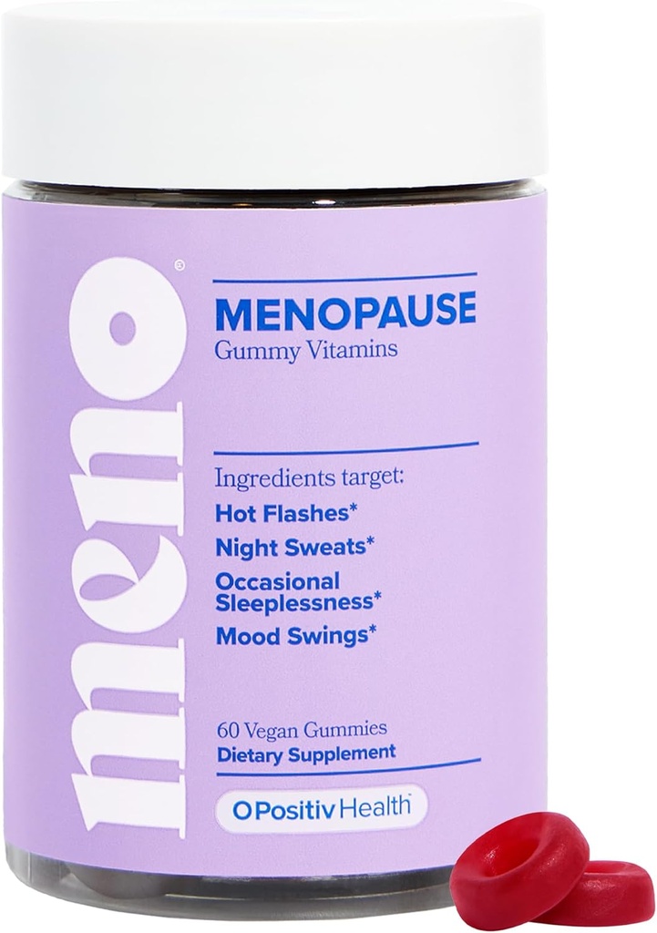 O Positiv MENO Gummies for Menopause, 30 Servering (pack of 1) - Hormon-Gratis Kosttilskud til kvinder med sort Cohosh & Ashwagandha KSM- 66 - Hjælper Allequate Hot Flashs, Night Sweats, & Mood Swings