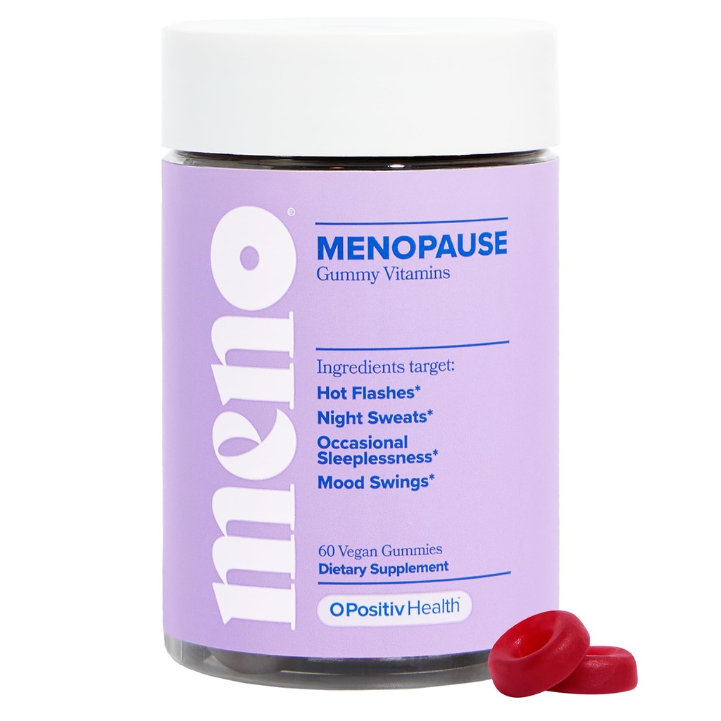 O Positiv MENO Gummies for Menopause, 30 Servering (pack of 1) - Hormon-Gratis Kosttilskud til kvinder med sort Cohosh & Ashwagandha KSM- 66 - Hjælper Allequate Hot Flashs, Night Sweats, & Mood Swings