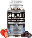 Shilajit Gummies - 600 mg Natural Organic Shilajit Resin med 85 + Trace Minerals, Fulvic Acid & Phytonutrients - Strawberry Flavor - for Energy, immunforsvar - 60 Gummies, 1 Måned Supply
