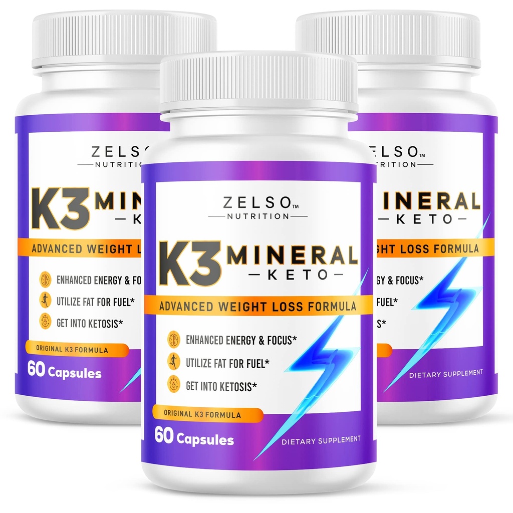 ZELSO (3 Pack) K3 Mineral Weight Loss Pills for Women and Men, K3 Mineral Pills - K3 Salt Mineral, Vitamin + K3 Capsules Supplement for Keto Weight Loss - 3 Months Supply
