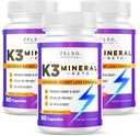 ZELSO (3 Pack) K3 Mineral vægttab piller til kvinder og mænd, K3 Mineral piller - K3 Salt Mineral, Vitamin + K3 Kapsler supplement til Keto Vægttab - 3 Måneders forsyning