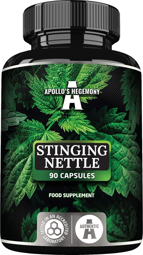 APOLLO 'S HEGEMONY Stinging Nettle 500 mg - High Strength Extract DER 4: 1, 90 Vegan Kapsler, 3 Måneders Tilgang, Urtetilskud til støtte Kardiovaskulær sundhed