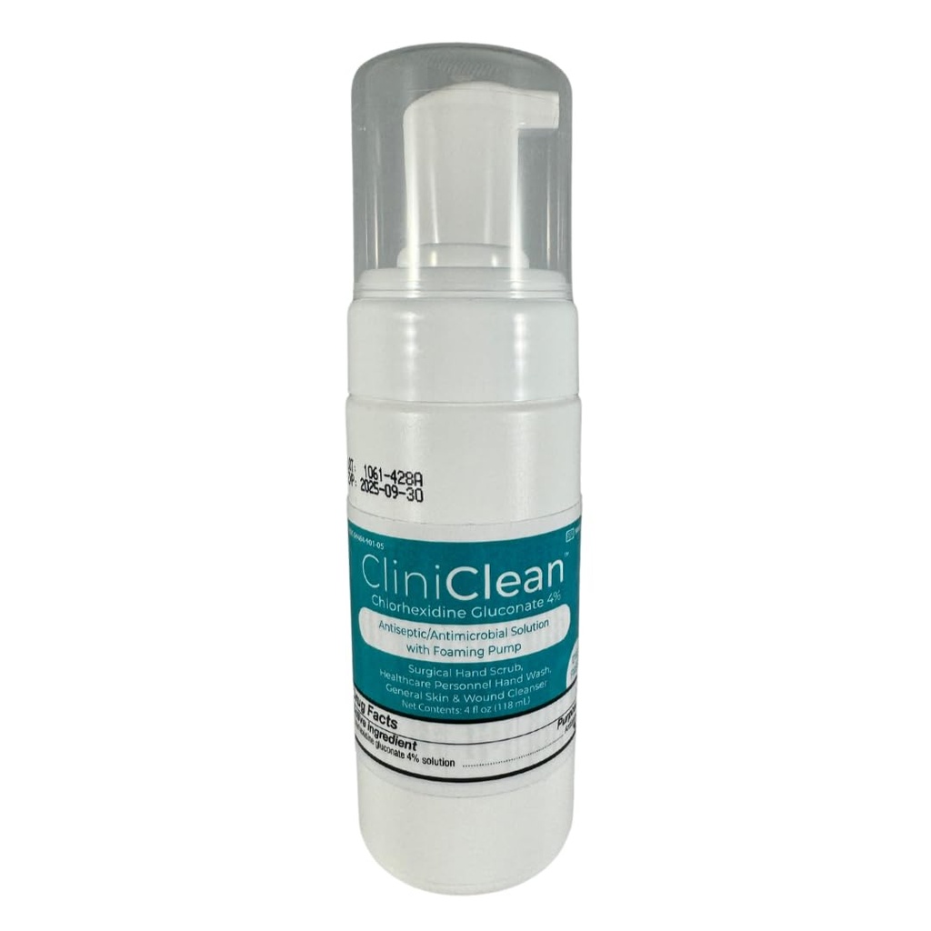 Alsidig, antiseptisk opløsning indeholdende chlorhexidin Gluconat 4% (CHG), Odorless, Farveløs, Patient Pre- Op Prep, Personal Hand Wash, Hand Scrub (4oz. Foam- Pump) (1 flaske)