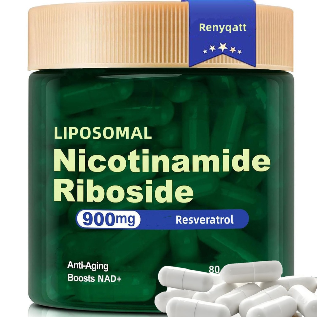 Renyqatt NAD + Supplement - Liposomal Nicotinamid Riboside - Supplement til anti- Aging, Energi, Focus - 80 Kapsler