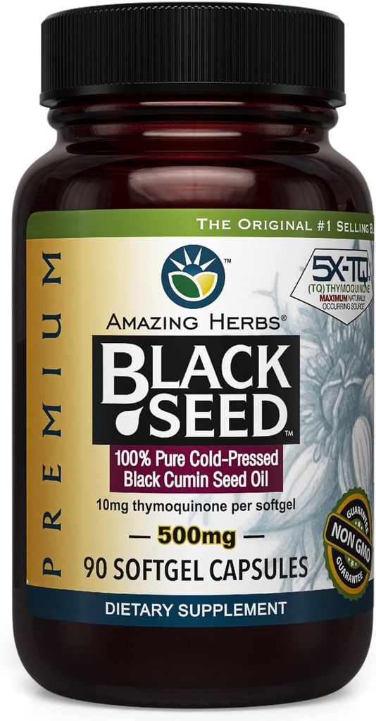 Amazing Herbs Cold- Pressed Black Seed Oil 500mg - 90 Softgels2