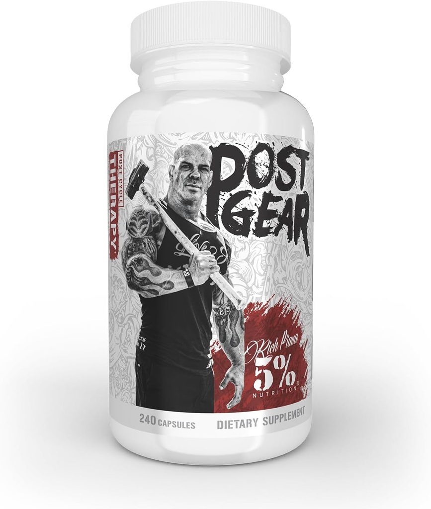 5% Nutrition Rich Piana Post Gear PCT Support Booster Budding 124; Østrogen Blocker, Aromatase Inhibitor Buddy 124; Post Cycle Terapi Supplement Buddy 124; DAA, DIM, Longjack, Stinging Nettle, Milk Thistle, 240 Kapsler