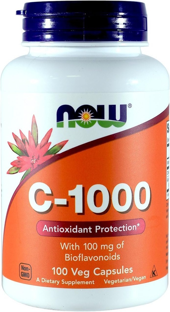 NOW C- 1000, med 100 mg bioflavonoider, 100 kapsler (pakke med 2)