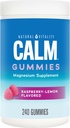 Naturlig Vitality rolig, Magnesium Citrate supplement, Stress Relief Gummies, Understøtter en sund reaktion på stress, Gluten Free, Vegan, Raspberry Lemon Flavored, 240 Gummies