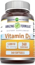 Amazing Formulas Vitamin D3 (Cholecalciferol) Supplement- 124; 5000 IE per Serving - 124; 360 Softgels - 124; Non- Gmo - 124; Gluten- Free - 124; Made in USA