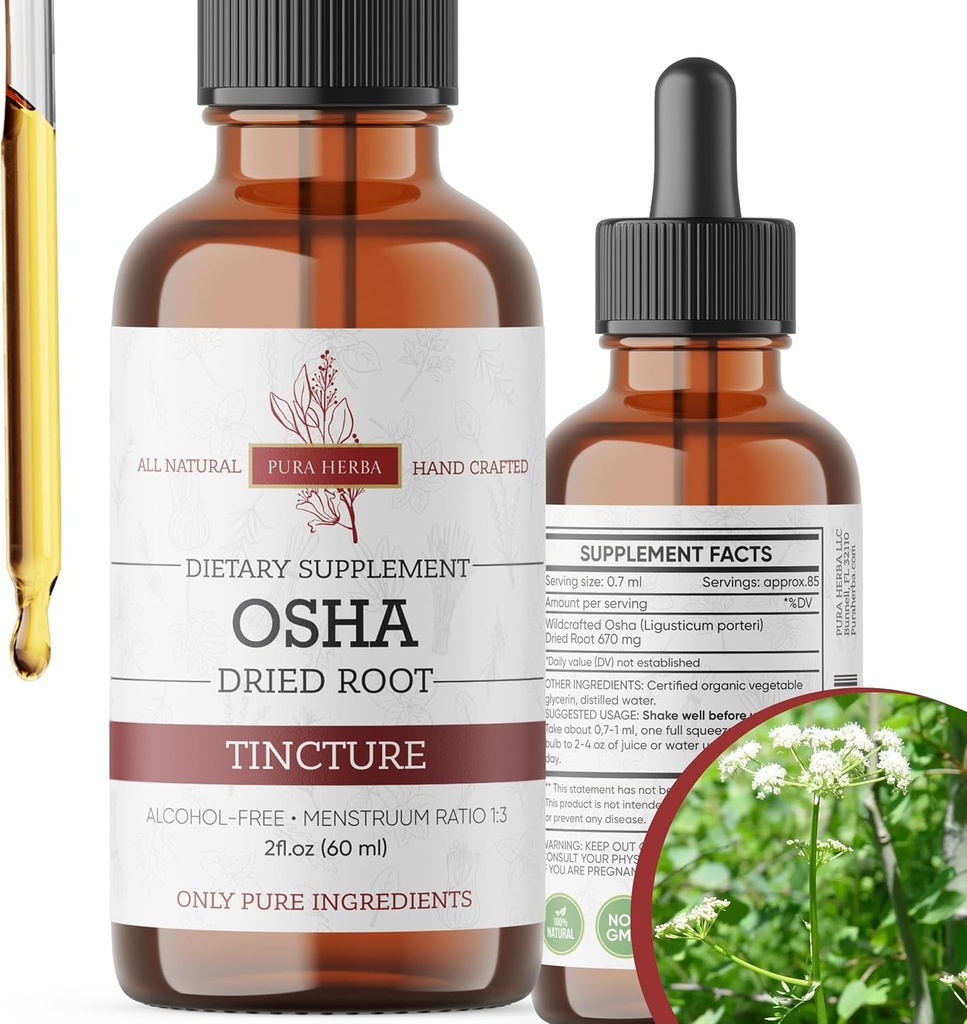 Økologisk OSHA Root Tinktur - Naturlig Respiratorisk Support - Alkohol- Free Liquid Extract - Vegan, Non- GMO, Lavet i USA - 2 Fl Oz