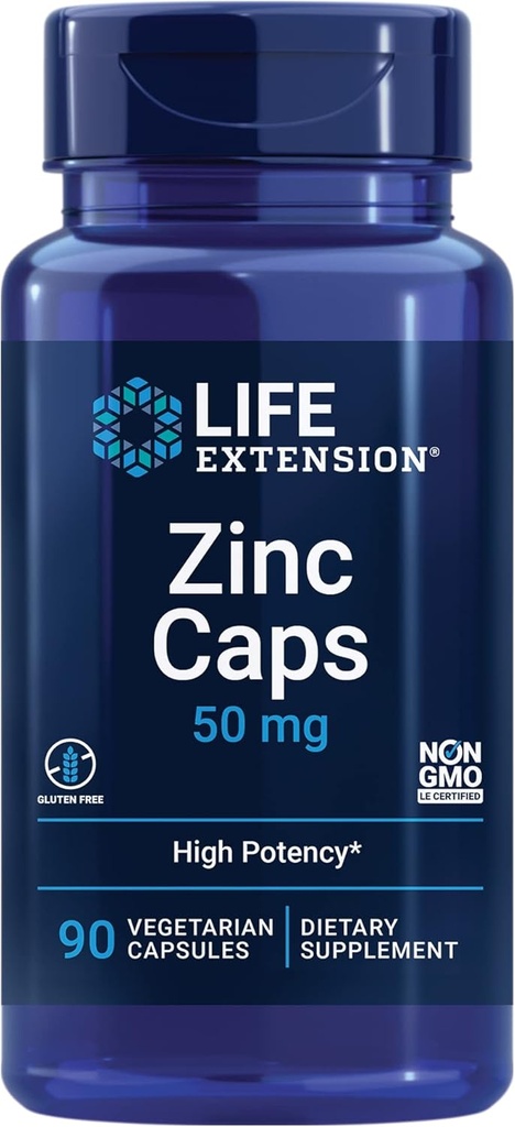 Life Extension One- Per- Day Multivitamin med over 25 Vitamin, Mineraler & Plant Ekstrakter Plus Zinkkapsler, Zink 50 mg, 90 Vegetariske kapsler