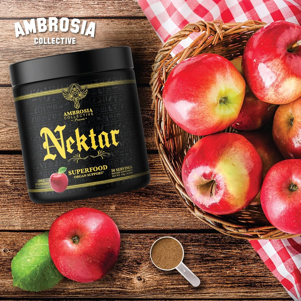 Ambrosia Nektar - Superfood Powder | Complete Health Supplement | Organ Support - Liver, Kidney Health | 30 Servings (Apple Symphony)