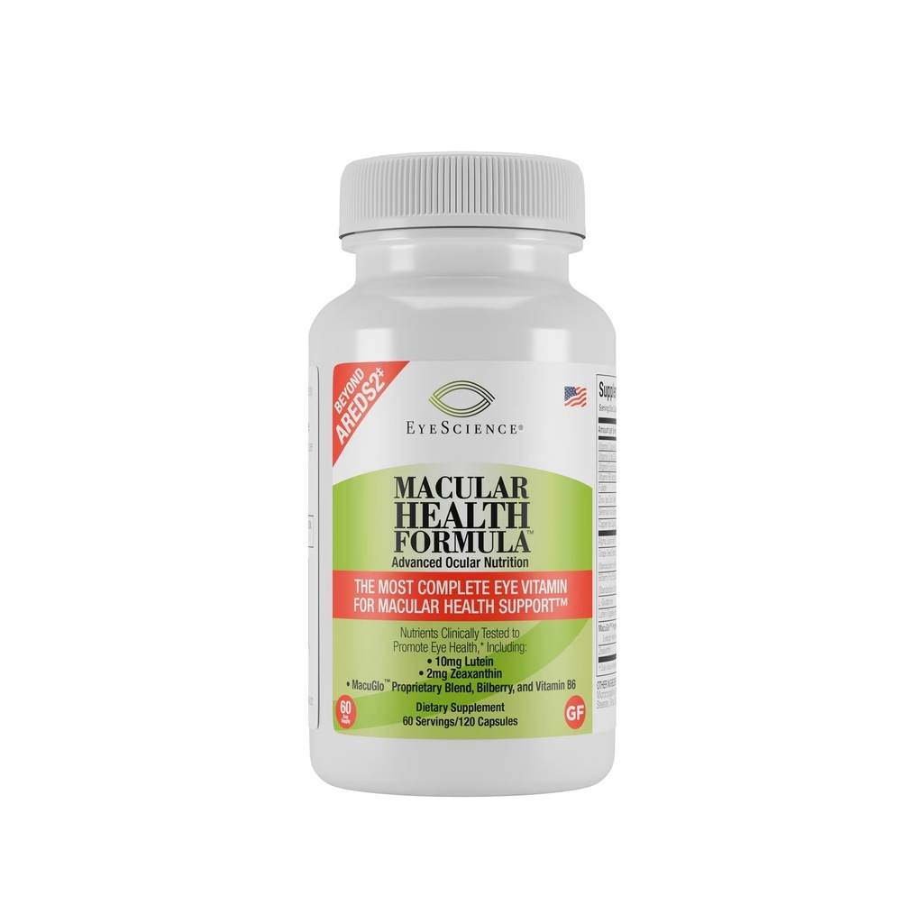 EyeScience Macular Health Beyond AREDS2 Formel, Advanced Ocular Vitamin - Indeholder Lutein, Zeaxanthin, Bilberry, og Vitamin C, D, E, og B6 (60 dages forsyning)