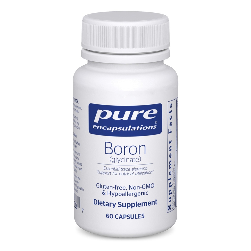 Ren indkapsling Bor (Glycinate) - 124; supplement til Hormonbalance, Knoglestyrke og sundhed, Connective Tissue, og Nutrient Metabolisme * - 124; 60 kapsler