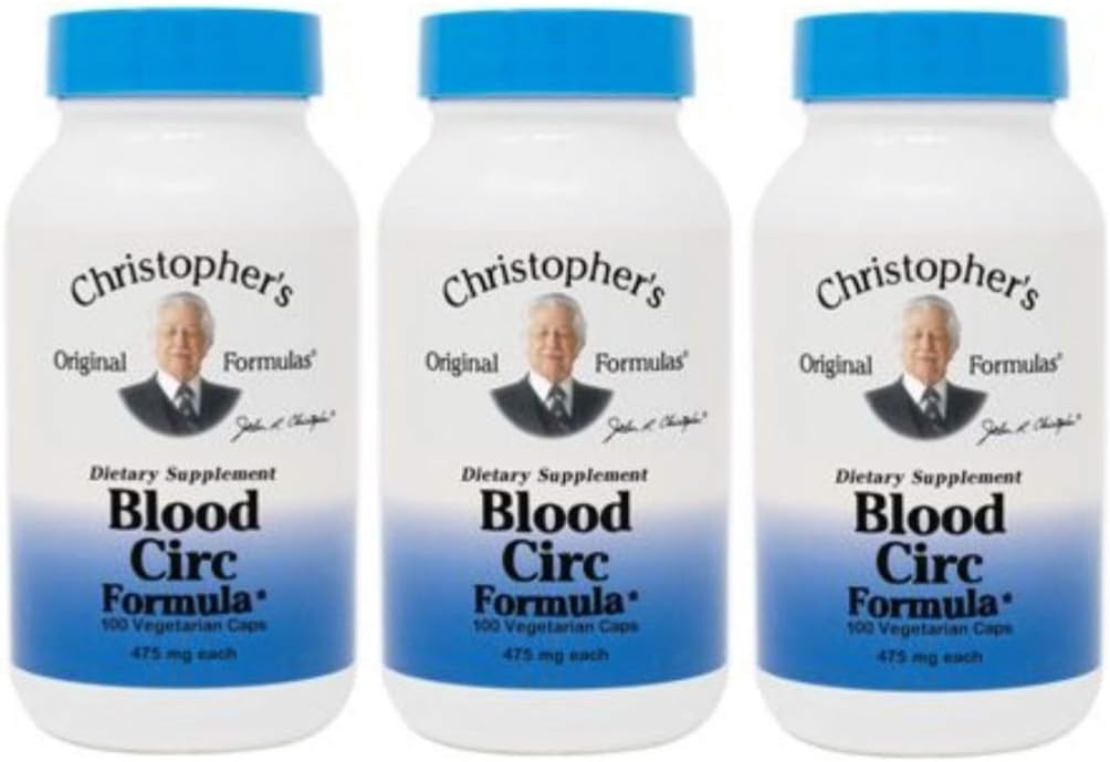 Christopher 's Original Formulas Blood Circ Formula Capsules, Urtetilskud til kardiovaskulær & Circulatory Wellness, 100 Kapsler - pakke med 3