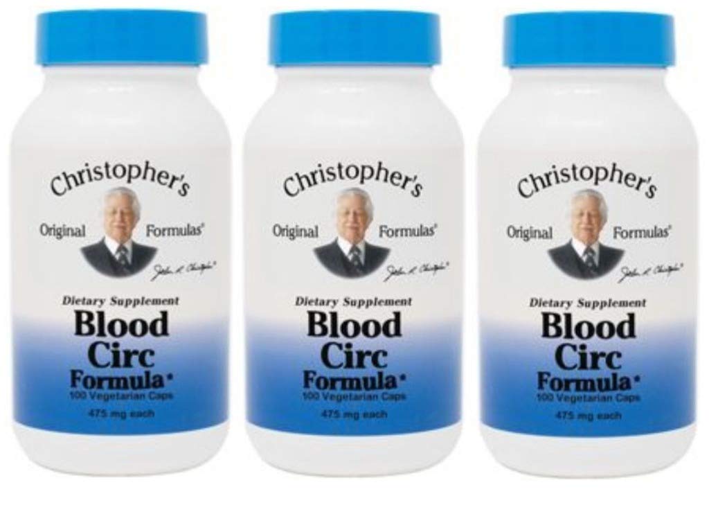Christopher 's Original Formulas Blood Circ Formula Capsules, Urtetilskud til kardiovaskulær & Circulatory Wellness, 100 Kapsler - pakke med 3