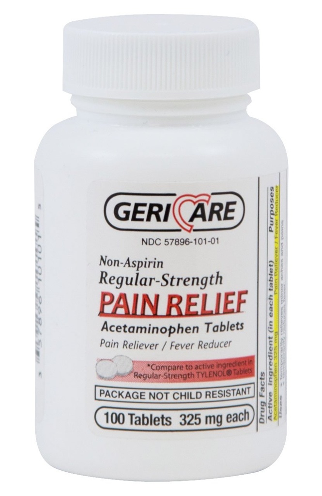 McKesson 60- 101- 01 GeriCare Acetaminophen Tablet, 325mg, Pack of 100