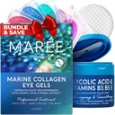MAREE Skincare Bundle - Eye Gels, Ansigtspleje Polsk - Under Eye Gels for Puffy Eyes & Dark Circles - Glycolic Acid Peel Pads - Marine Collagen & Hyaluronic Acid - Salmonella Acid & Vitaminer E, B3, B5