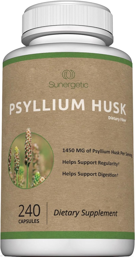 Premium Psyllium Husk Fiber Supplement 1450mg, 240 kapsler