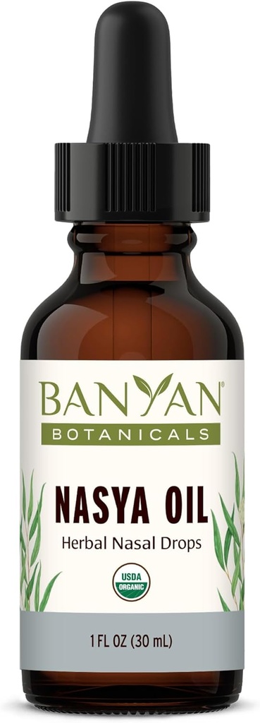 Banyan Botanicals Nasya Oil - Organic Herbal Nasal Drops for Clear Breathing - Ayurvedic Nasal Cleaner og Næse Moisturizer * - One Fluid Ounce - Certified Organic, Ikke GMO, Kemisk fri