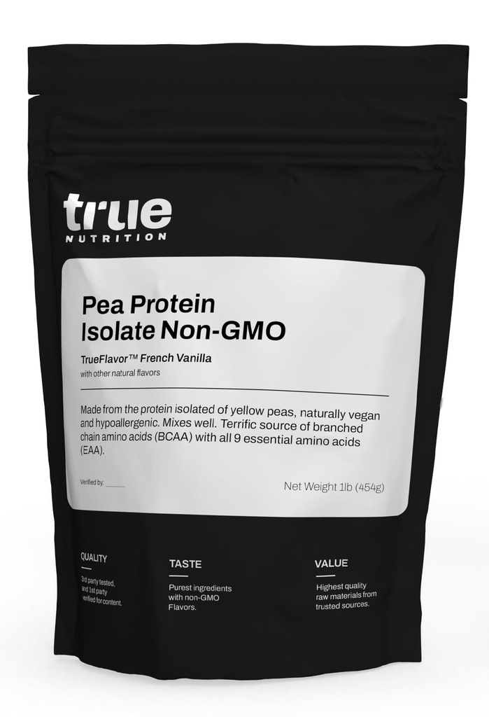 Sand Nutrition Pea Protein Powder Isolate - 25g Non- GMO Vegan Protein Powder per servering - Lav Carb, Lav Fedt, Høj Leucin - Gluten Free, Dairy Free, Soy Free - Fransk Vanilla - 1LB