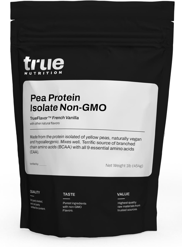 Sand Nutrition Pea Protein Powder Isolate - 25g Non- GMO Vegan Protein Powder per servering - Lav Carb, Lav Fedt, Høj Leucin - Gluten Free, Dairy Free, Soy Free - Fransk Vanilla - 1LB