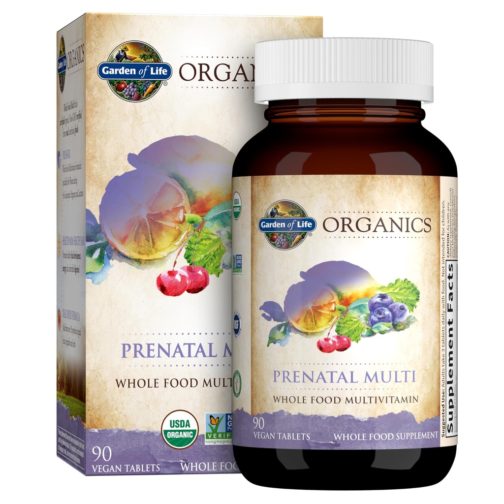 Livets Have Organics Kvinder Prenatal Multivitamin med vitamin D3, B6, B12, C & Iron, Folate for Energy & Sund Føtale Udvikling - Organisk, Non- GMO, Gluten- Free, Vegan, 90 Day Supply