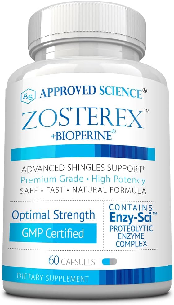 Godkendte Science Zosterex - Extra- Strength L- Lysin 1000mg, Vitamin B Complex, Zink - immunforsvar & Cold Sore Treatment - 60 Veganske kapsler - 1 flaske