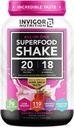 INVIGOR8 Superfood Græs Fed Whey Protein Isolate Shake Natural Strawberry Gluten- Free and Non GMO Meal Erstatning med Probiotika og Omega 3 (645g)