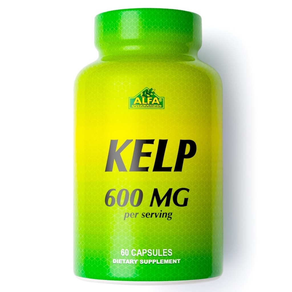 ALFA VITAMINS Kelp Supplement, 600mg af naturlige Seaweed Kelp (Ascophyllum Nodosum), Rig i jod & Fucoidan, understøtter Thyroid & Metabolic Funktion, Daglige Vitaminer for Wellness, Ikke GMO, 90 tabletter